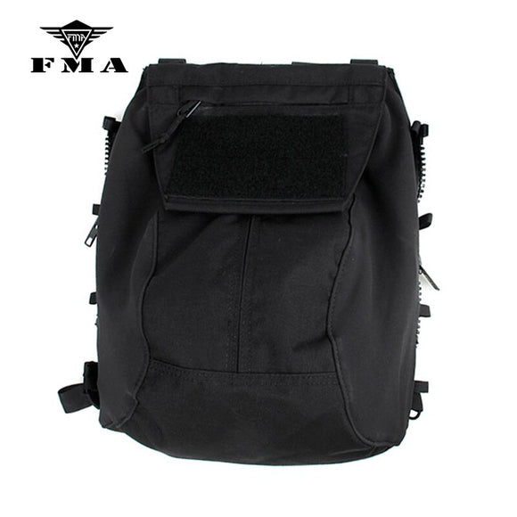 FMA Military Tactical Vest Zipper Pouch Bag Black Zip Panel Back Pack NG Ver